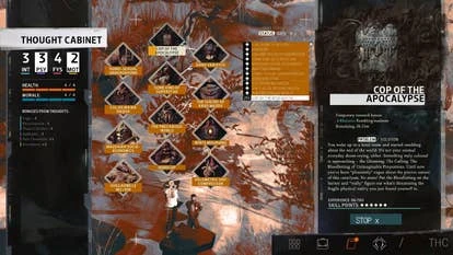 Disco Elysium游戏截图，展示思想柜界面