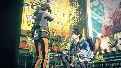 Astral Chain 游戏截图，显示战斗场景和角色