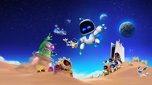 Astro Bot 游戏截图，表现丰富的3D平台动作