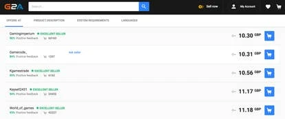 G2A卖家店铺截图