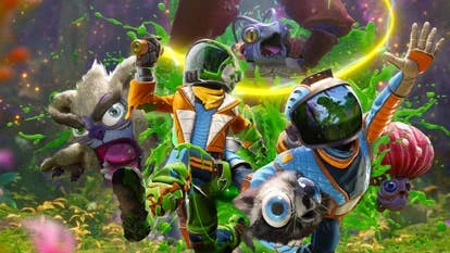 游戏主画面，展示未来科幻背景及角啬