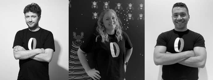 Reflector娱乐公司高管团队合照，左起Christophe Rossignol、Emilie Constantineau、Marc-André Séguin