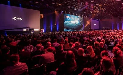 Unity公司标志及会议场景图