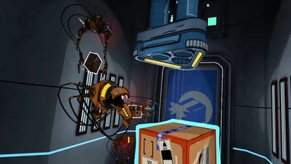 《最后的工人》游戏画面，玩家在一个反乌托邦的亚马逊公司中的场景