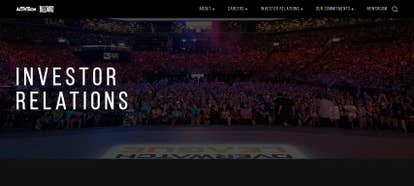 动视暴雪投资者关系页面截图