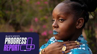 Akua Harris 在会议中讲话