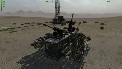 Arma 2 战车巴士截图，使用新型座椅装甲并装备多把机枪。