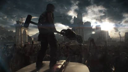 Dead Rising 3 游戏截图，展示末世世界的混乱场景
