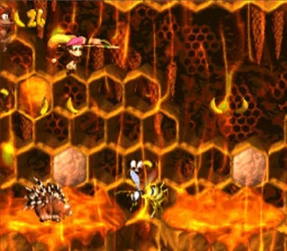 Dixie走过蜂巢关卡，画面精美