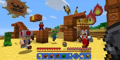 Minecraft游戏截图，展示多平台覆盖