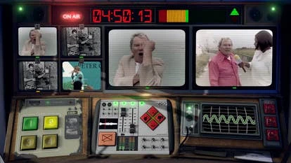 《Not For Broadcast》截图，显示游戏中的电视播出界面