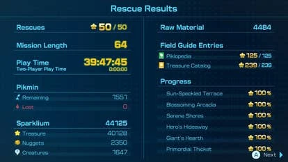 《皮克敏4》统计数据截图