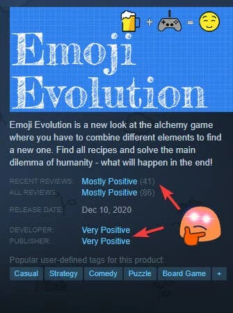 Steam页面中的“Very Positive”范例