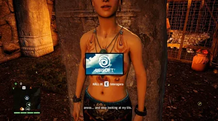 《孤岛惊魂4》游戏截图，主角Ajay在竞技场场景中