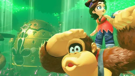 Pauline 角啬在《Donkey Kong Bananaza》中的游戏画面