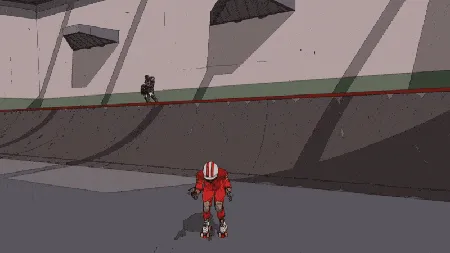 《Rollerdrome》游戏截图，展现极速滚轴和炫酷特技