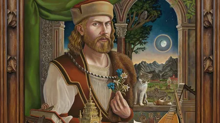 Pentiment 游戏截图，显示游戏画面与界面