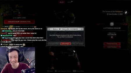 暗黑破坏神4主播50小时后开启永久斯亡新赛季，Twitch主播挑战极限