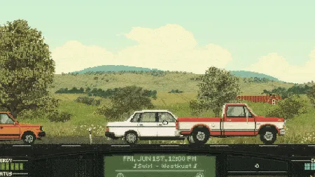 Keep Driving 游戏截图，像素风格的长途驾驶体验