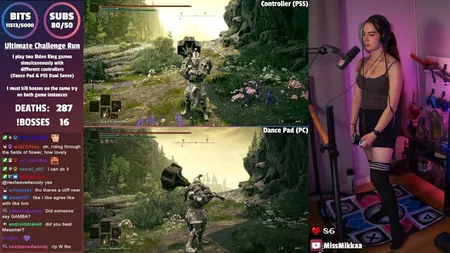 《EldenRing主播用舞蹈垫和手柄同时击败最终树精Boss》|观众惊叹的跨界游戏挑战