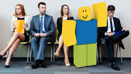 Roblox 游戏界面，展示未来招聘场景