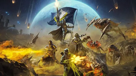 《超级地球守卫者2》游戏画面，展示激烈的战斗场景