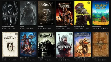 Nexus Mods网站首页截图