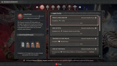 暗黑破坏神4第四季季节任务界面