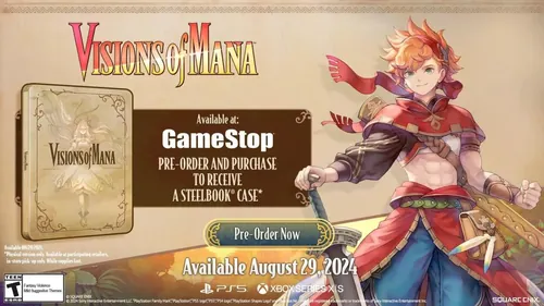 《VisionsofMana预购赠独家钢制书皮，GameStop独家发售》