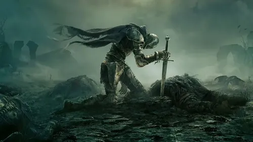 《艾尔登法环》游戏截图，展现广阔的世界和神秘气息