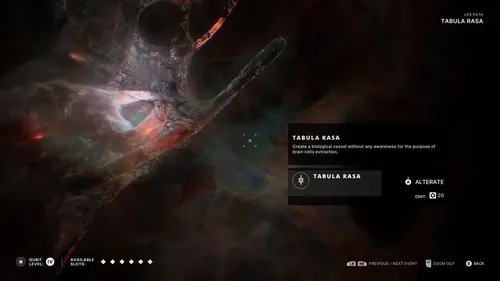 《The Alters》游戏截图，展示空白角色Tabula Rasa